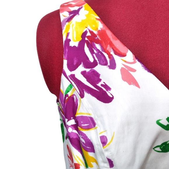 Chaps New Floral Jacquard Fit n Flare V-Neck Pleated Sleeveless Dress Size 4 NWT - Picture 12 of 16